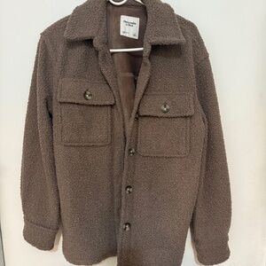 Abercrombie Sherpa shirt jacket size small taupe